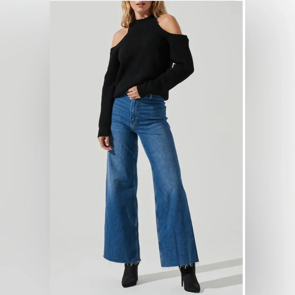 ASTR the Label Cold Shoulder Mock Neck Sweater - Picture 3 of 8